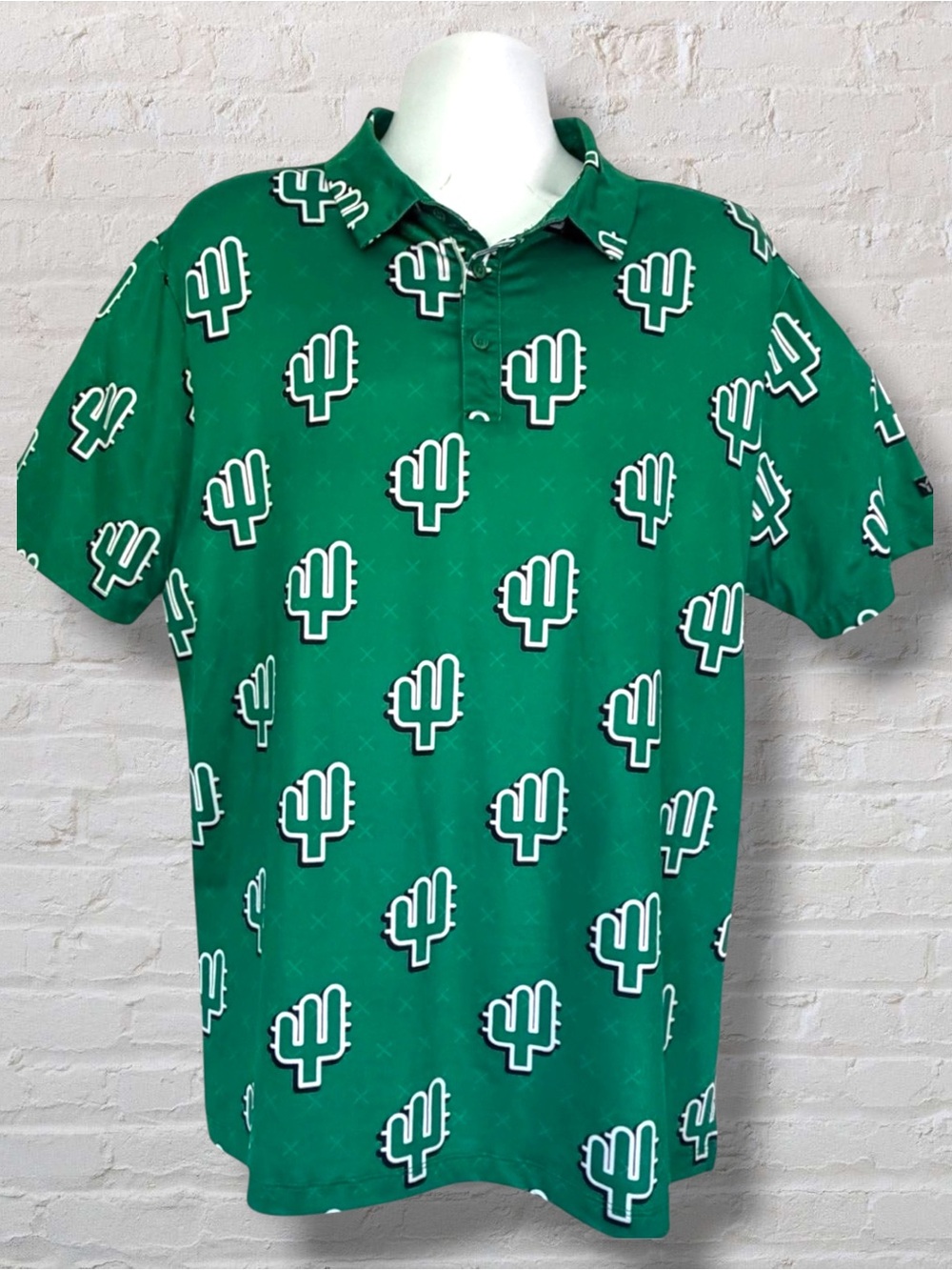 Yatta Golf Cactus Polo Shirt Men L Green Saguaro Performance Stretch